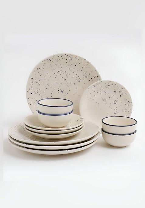 White 12 Pieces Ceramic Dishwasher And Microwave Safe Dinner Set