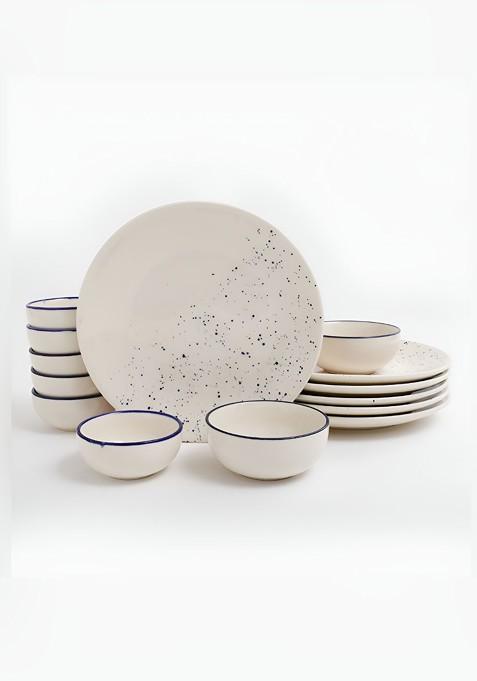White 14 Pieces Ceramic Dishwasher And Microwave Safe Dinner Set