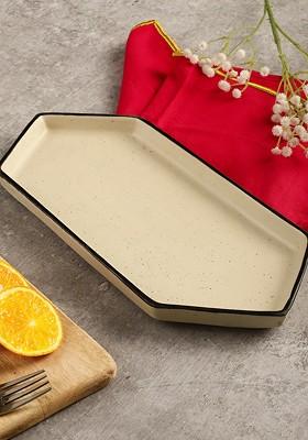 Cream Coloured And Black Hexagon Platter Tray