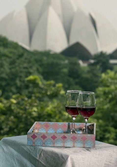 Grey And Blue Handcrafted Tray