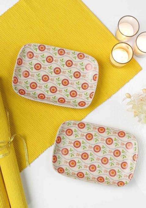 Beige Printed Ceramic Set