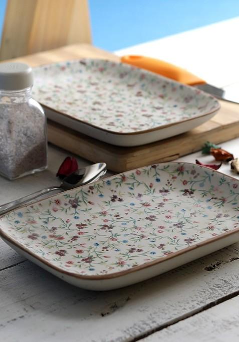 Beige Printed Ceramic Set