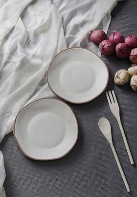 Set Of 2 Off White Serving Platter