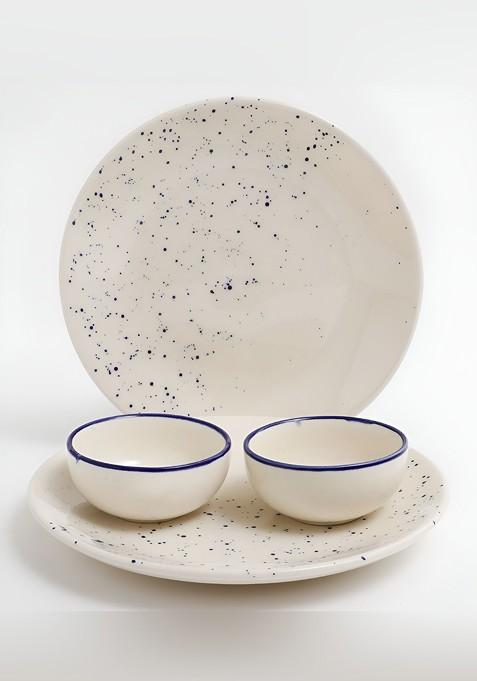 White 4 Pieces Ceramic Dishwasher And Microwave Safe Dinner Set