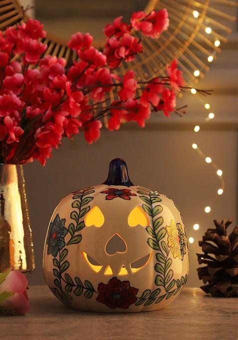 Cream Pumpkin Porcelain Candle Holder
