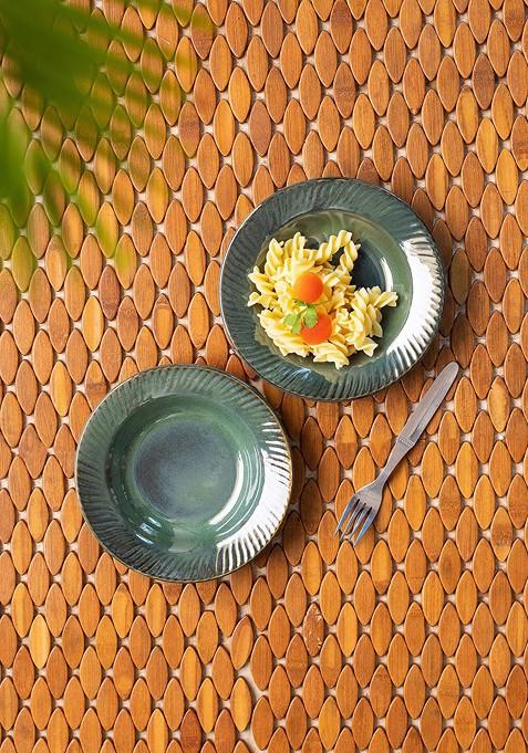 Ceramic Pasta Plates Hand Painted Studio Pottery (Set Of 2; Microwave Safe)