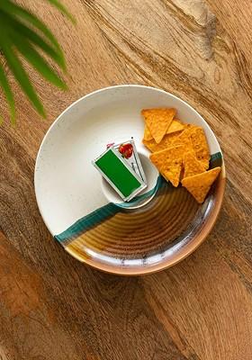 Zen Garden White And Brown Ceramic Microwave Safe Food Platter