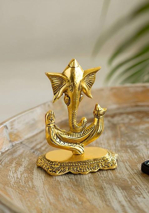 Gold Toned Ganapati Idol Decorative Showpiece Figurine