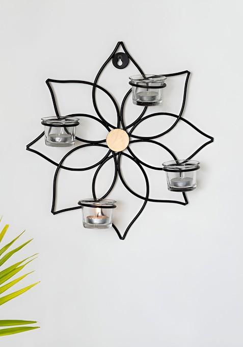 Magnolia Handcrafted Iron And Glass Tea Light Candle Holder