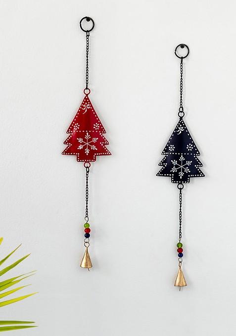 Red And Blue 2 Pieces Iron Handpainted Windchimes