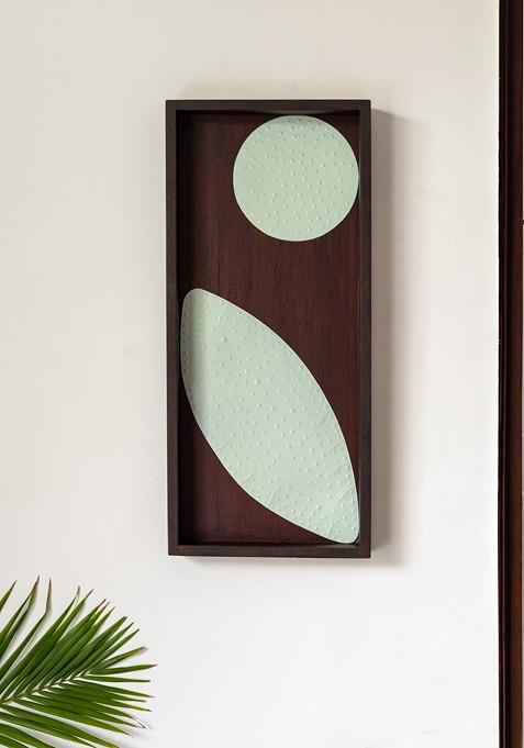 Brown Wooden Leaflet Wooden Iron Wall Dcor Hanging