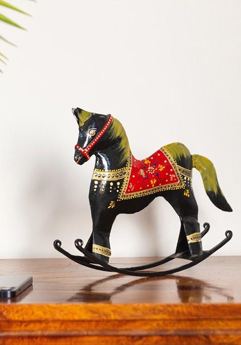 Black And Red Handcrafted Horse Showpieces