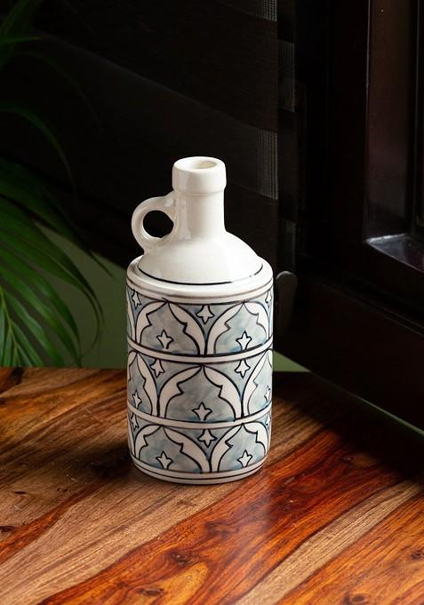 Grey And White Hand Painted Ceramic Vase