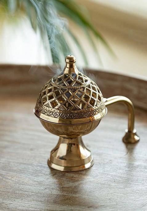 Gold Toned Inayaat Pure Brass Dhoop Dani Incense Burner