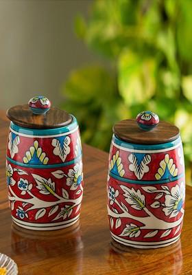 Set Of 2 Ceramic Kitchen Storage Jars And Containers 570 Ml