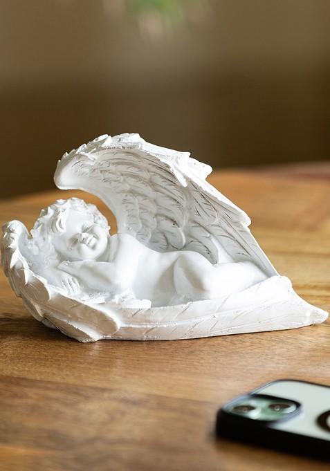 White Sleeping Angel Curio Showpiece
