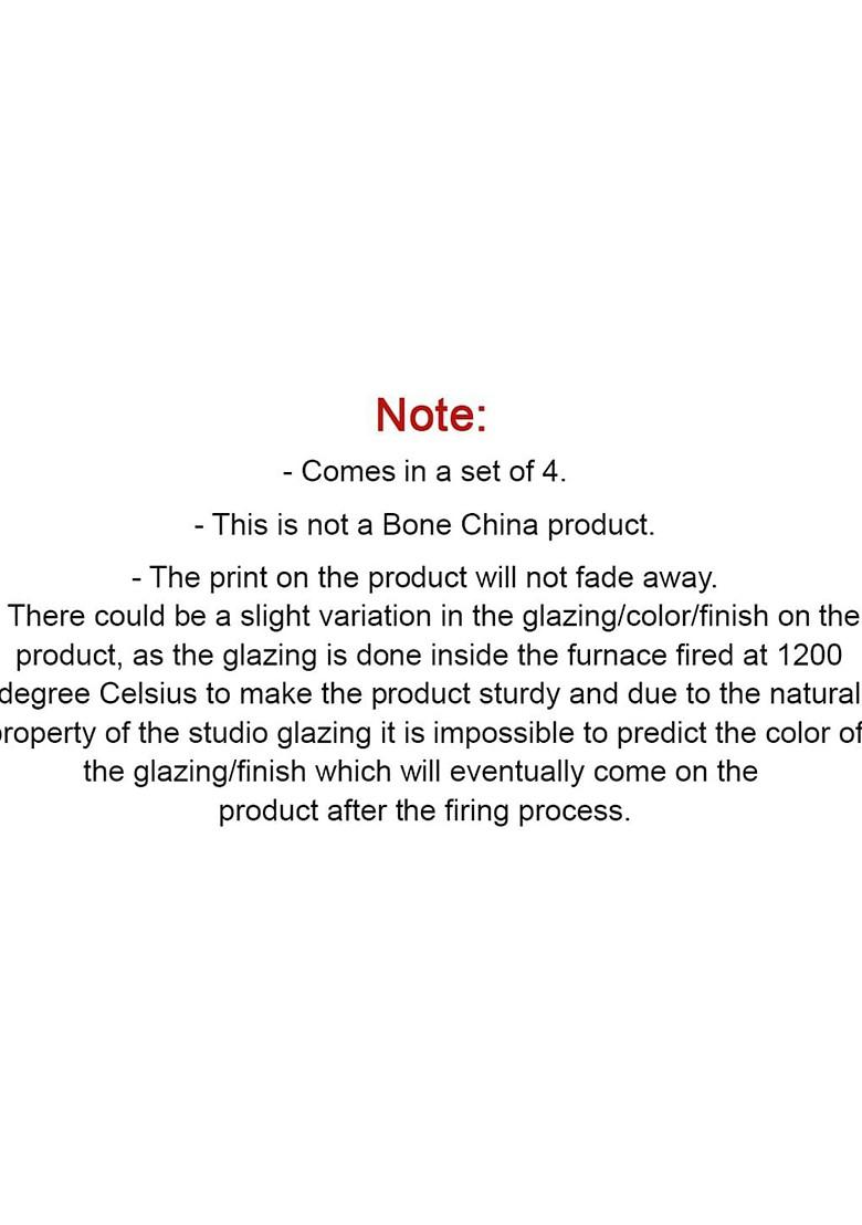 White And Black Set Of 4 Warli Printed Ceramic Dinner Bowls