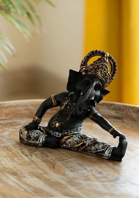 Black Yoga Ganesha Idol Decorative Showpiece Figurine