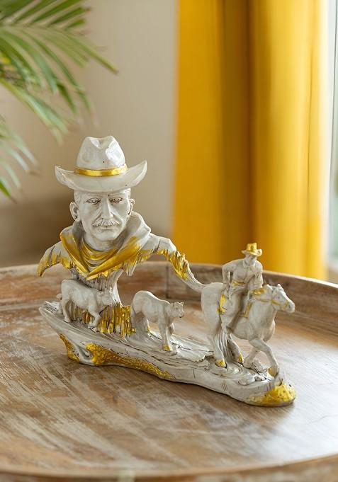 Cowboy With Horse Rider Modern Figurine Decorative Showpiece