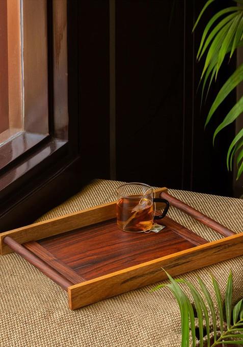 Woodland Wonders Brown Cylindrical Handles Serving Tray