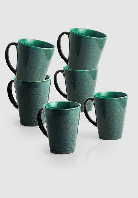 Set Of 6 Studio Pottery Glazed Ceramic Coffee Mugs 320 Ml Each