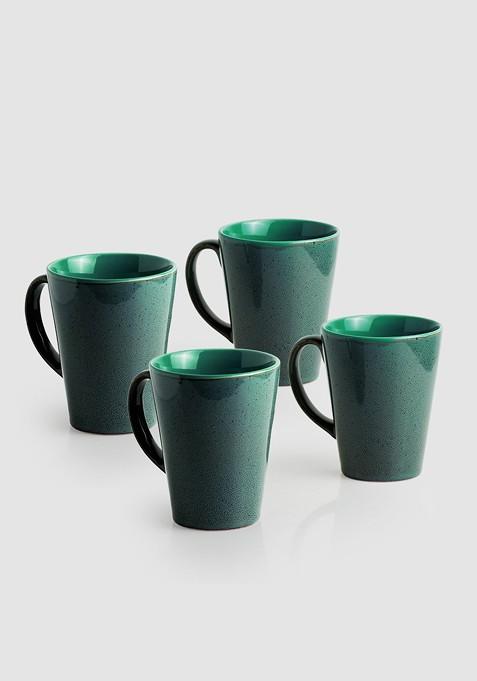Set Of 4 Blues Of Sky Studio Pottery Glazed Ceramic Coffee Cups 320 Ml Each