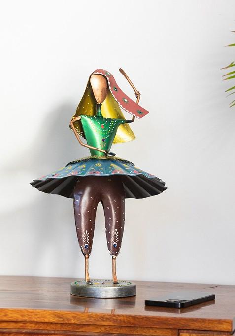 Green And Blue Handpainted Decorative Showpiece In Iron