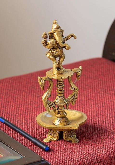 Gold Toned Gallant Brass Ganesha Idol Showpiece