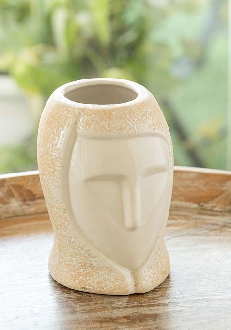 The Expression Series Off White Mindful Aura Ceramic Decorative Vase