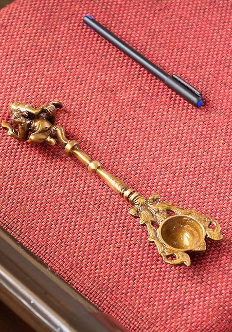 Gold Toned Versatile Vinayaka Pooja Hawan Brass Spoon