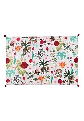 White 6 Pieces Petal And Plume Micro Printed Velvet Table Mats