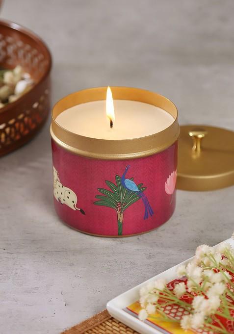 Magenta And Blue Printed Mystique Scented Candle Holder