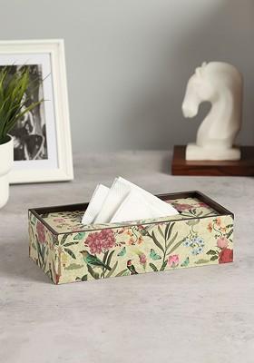 Yellow Printed Wooden Tissue Holders