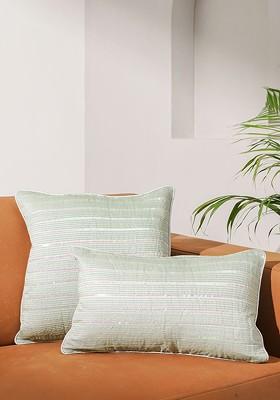 Blue Embroidered Square Cushion Covers