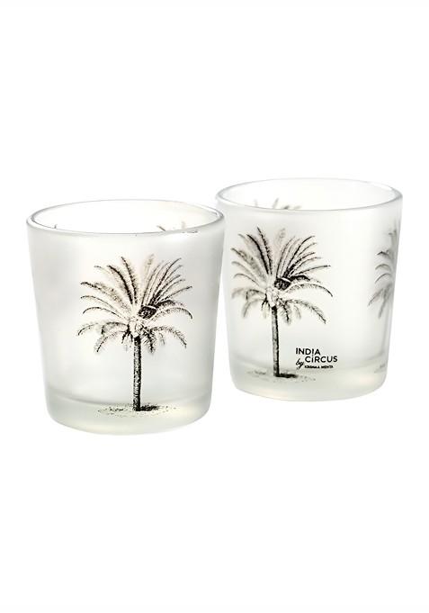 Transparent And Black 2Pieces Printed Candle Holders