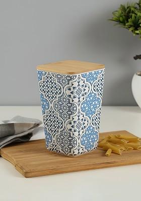 Navy Blue And White Bamboo Food Container