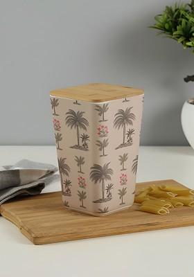 Brown And Pink Bamboo Food Container