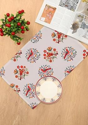 Cream Coloured And Red 6 Pcs Printed Cotton Table Placemats