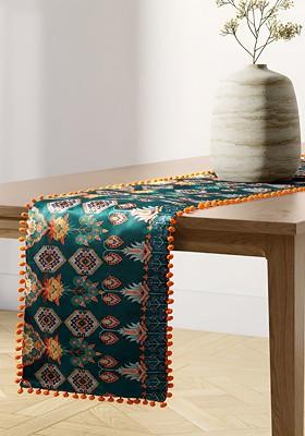 Green Printed Micro Velvet Table Runner