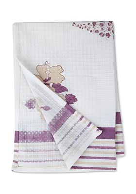 Purple And White 2 Pieces Printed Cotton 170 Gsm Hand Towels