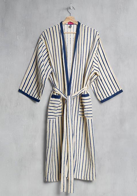 Unisex Striped Cotton Bath Robe