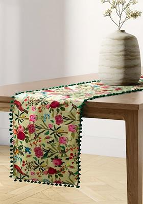 Yellow Printed Micro Velvet Table Runners