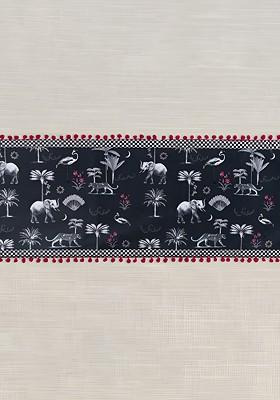 Black Printed Micro Velvet Table Runner