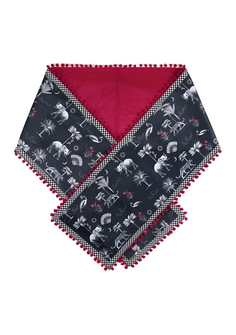 Black Printed Micro Velvet Table Runner