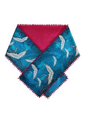 Blue Printed Micro Velvet Table Runner