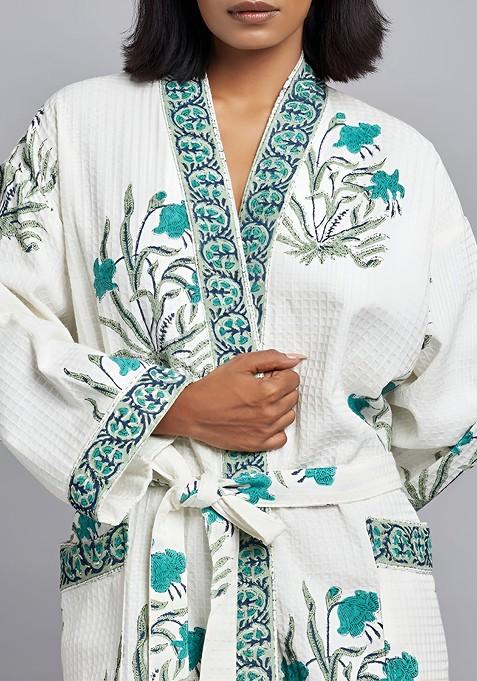Unisex Printed Cotton Azalea Allure Bath Robe