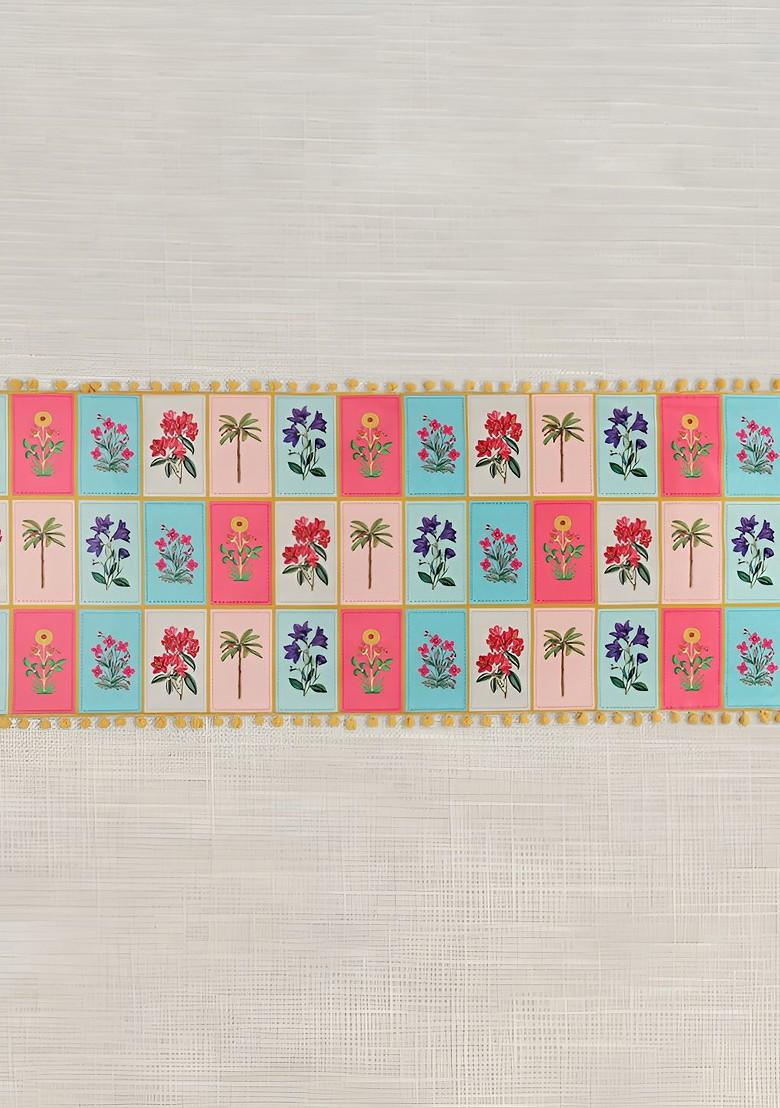 Red And Yellow Printed Micro Velvet Table Runner