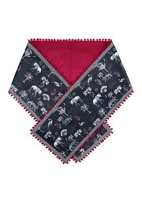 Black And Pink Printed Micro Velvet Table Runner