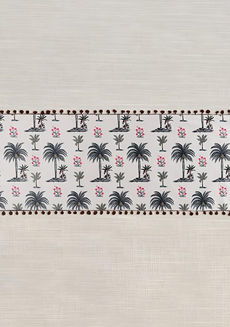 Cream Coloured Printed Micro Velvet Table Runners