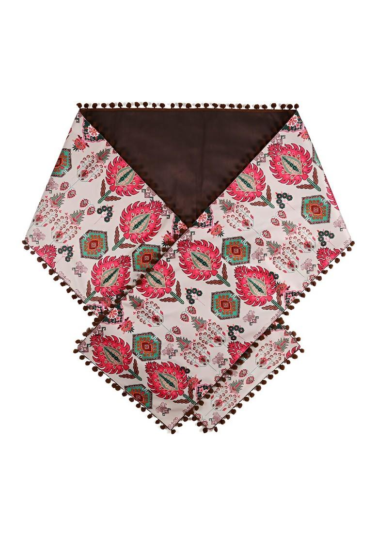 Pink Mystifying Dazzle Printed Velvet Table And Bed Runner